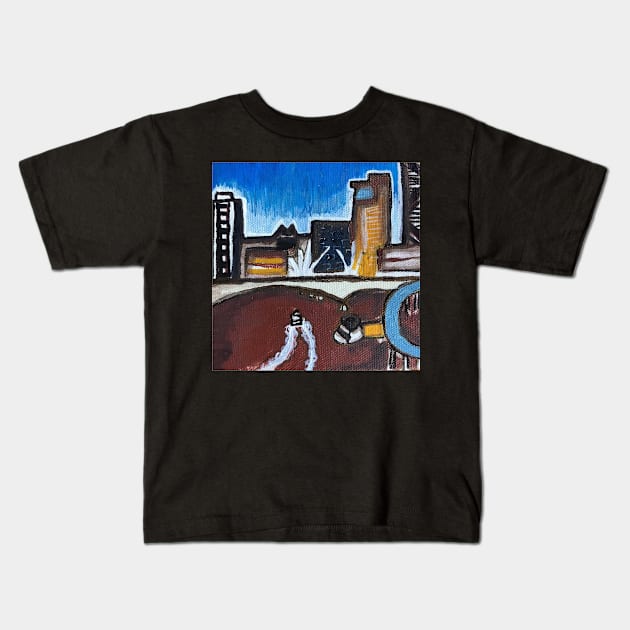 Brisbane River - A Cityscape Kids T-Shirt by annaleebeer